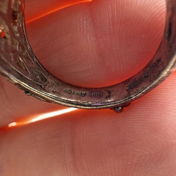 Barbara Bixby Ring Sterling Silver 18K Amethyst Topaz Sz 8 Floral Cabochon 925 - Picture 9 of 12